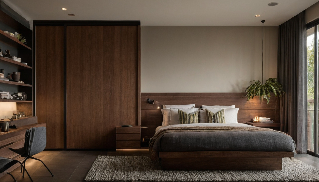 How much floor space does a folding room divider need in a 10-by-11-foot bedroom interior planning detail